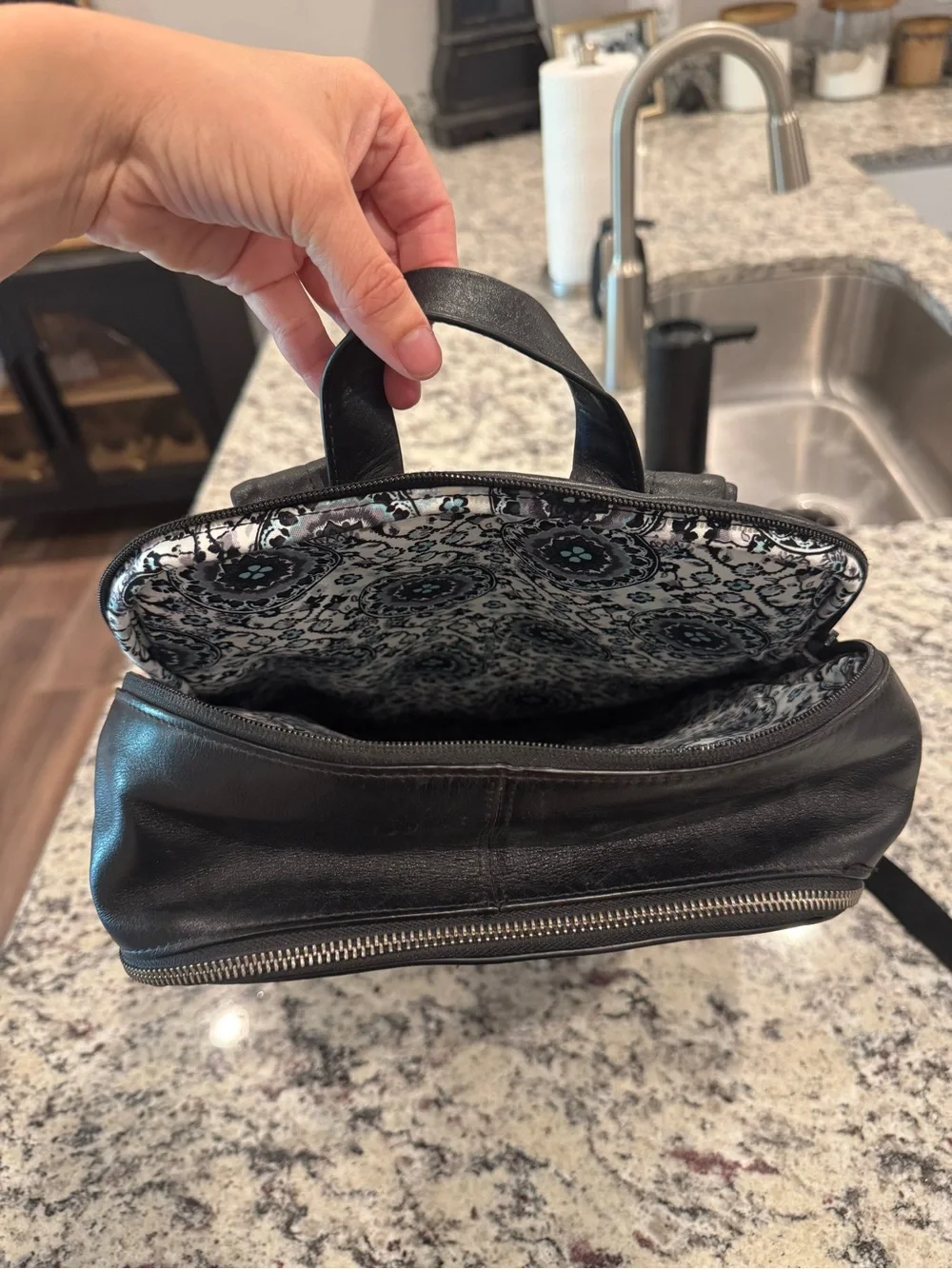 Vera Bradley Genuine Leather Carryall Backpack – Black